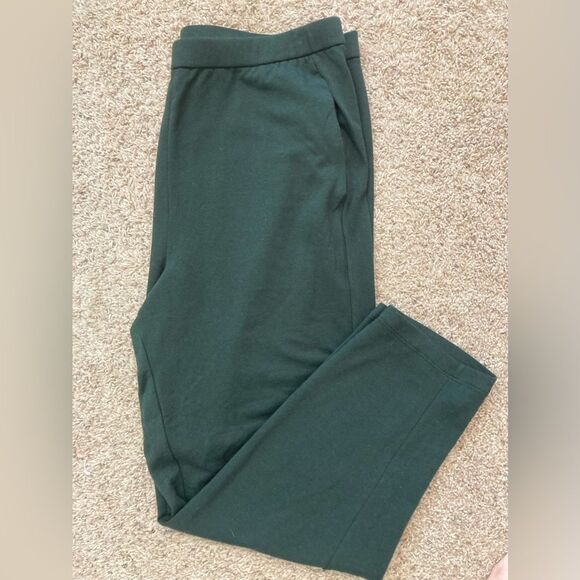 Eileen Fisher NWT IVY dark green ankle slouch pull on soft Trousers - Picture 1 of 10